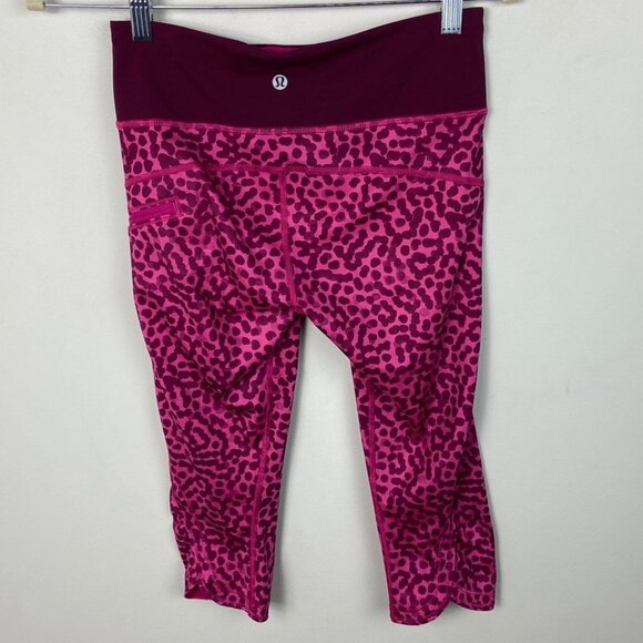 Lululemon Run Top Speed Jewelled Magenta Crop Size 4 Purple High Rise Pants Fit - Picture 10 of 11